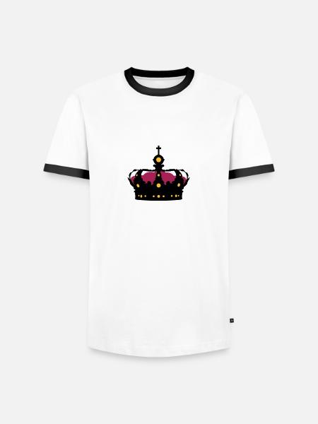 Krone - Männer Kontrast-T-Shirt - Weiß/Schwarz