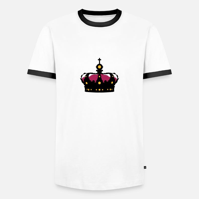 Krone - Männer Kontrast-T-Shirt - Weiß/Schwarz