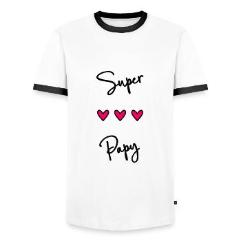 OPA. SUPER OPA. VATERTAG. ALLES GUTE ZUM GEBURTSTAG OPA. - Männer Kontrast-T-Shirt - Weiß/Schwarz - Vorne - AI Model Female 172 light (172cm) & AI Model Male 178 dark (178cm)