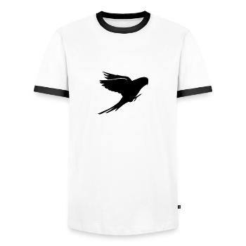 Budgie - Men's Ringer Shirt - white/black - Front - AI Model Female 172 light (172cm) & AI Model Male 178 dark (178cm)