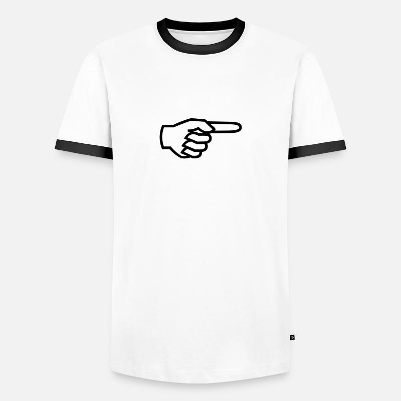Hand, Finger - rechts - Männer Kontrast-T-Shirt - Weiß/Schwarz
