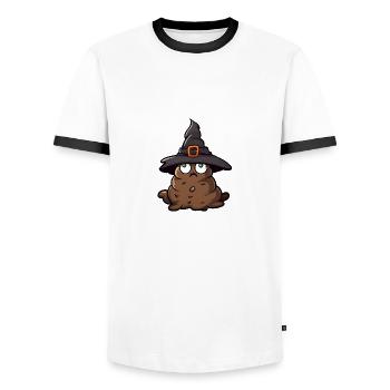 Funny Halloween poop pile with witch hat. - Men's Ringer Shirt - white/black - Front - AI Model Female 172 light (172cm) & AI Model Male 178 dark (178cm)