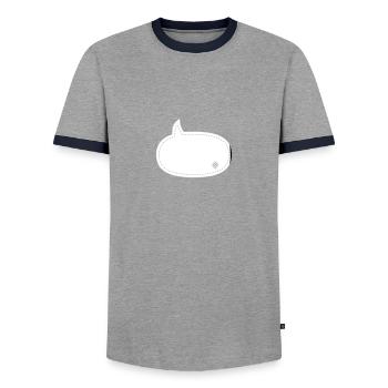 speech balloon patch - Männer Kontrast-T-Shirt - Grau/Navy  - Vorne - AI Model Female 172 light (172cm) & AI Model Male 178 light (178cm)
