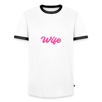 Honeymoon Mrs. Newly married Mrs. Gift - Men's Ringer Shirt - white/black - Front - AI Model Female 172 light (172cm) & AI Model Male 178 dark (178cm)