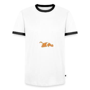 Akita Parent Chien Parents Cadeau - T-shirt contrasté Homme - blanc/noir - Devant - AI Model Female 172 light (172cm) & AI Model Male 178 dark (178cm)