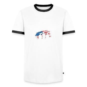 Amerika Enkelkind Witzige Zitat amerikanische Flag - Männer Kontrast-T-Shirt - Weiß/Schwarz - Vorne - AI Model Female 172 light (172cm) & AI Model Male 178 dark (178cm)