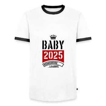 Baby 2025 Loading - Männer Kontrast-T-Shirt - Weiß/Schwarz - Vorne - AI Model Female 172 light (172cm) & AI Model Male 178 dark (178cm)