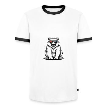 Polar Bear Cool Animal - Men's Ringer Shirt - white/black - Front - AI Model Female 172 light (172cm) & AI Model Male 178 dark (178cm)