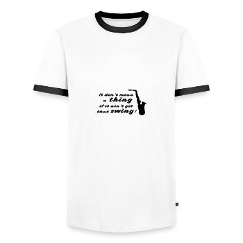 Dont mean a thing - Men's Ringer Shirt - white/black - Front - AI Model Female 172 light (172cm) & AI Model Male 178 dark (178cm)