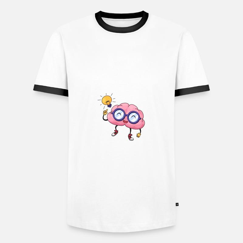 Brain Idea Comic Hand Drawn - Men's Ringer Shirt - white/black