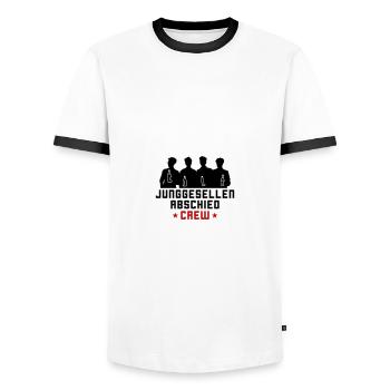 Junggesellen Crew Jga - Männer Kontrast-T-Shirt - Weiß/Schwarz - Vorne - AI Model Female 172 light (172cm) & AI Model Male 178 dark (178cm)