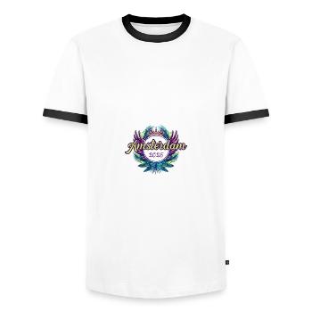 Amsterdam 2025 Team - Men's Ringer Shirt - white/black - Front - AI Model Female 172 light (172cm) & AI Model Male 178 dark (178cm)