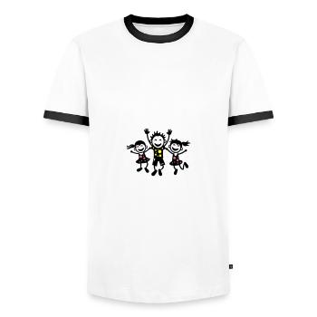 Groupe de maternelle Kids Joy - T-shirt contrasté Homme - blanc/noir - Devant - AI Model Female 172 light (172cm) & AI Model Male 178 dark (178cm)