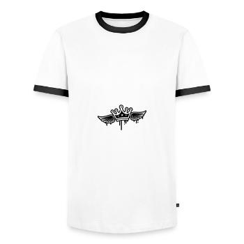Crown Wings - Men's Ringer Shirt - white/black - Front - AI Model Female 172 light (172cm) & AI Model Male 178 dark (178cm)