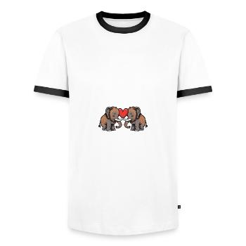 Couple mammouth Saint-Valentin - T-shirt contrasté Homme - blanc/noir - Devant - AI Model Female 172 light (172cm) & AI Model Male 178 dark (178cm)