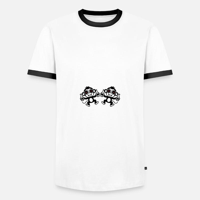 Affe Bier Party Team - Männer Kontrast-T-Shirt - Weiß/Schwarz