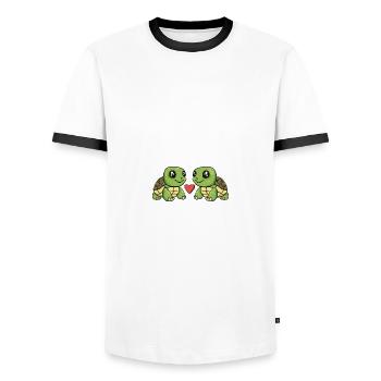 Schildkröte Paar Valentinstag - Männer Kontrast-T-Shirt - Weiß/Schwarz - Vorne - AI Model Female 172 light (172cm) & AI Model Male 178 dark (178cm)
