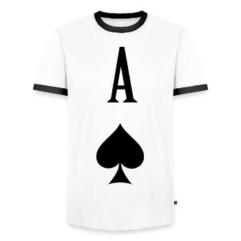 Pik-Ass Karte zum Pokern spielen - Männer Kontrast-T-Shirt - Weiß/Schwarz - Vorne - AI Model Female 172 light (172cm) & AI Model Male 178 dark (178cm)