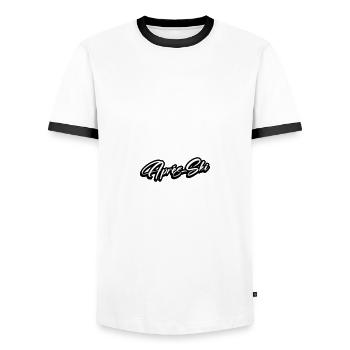 Apres Ski - Männer Kontrast-T-Shirt - Weiß/Schwarz - Vorne - AI Model Female 172 light (172cm) & AI Model Male 178 dark (178cm)
