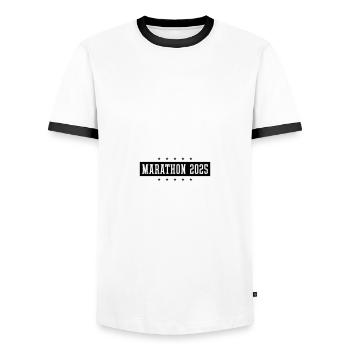 Marathon 2025 Sport - Men's Ringer Shirt - white/black - Front - AI Model Female 172 light (172cm) & AI Model Male 178 dark (178cm)
