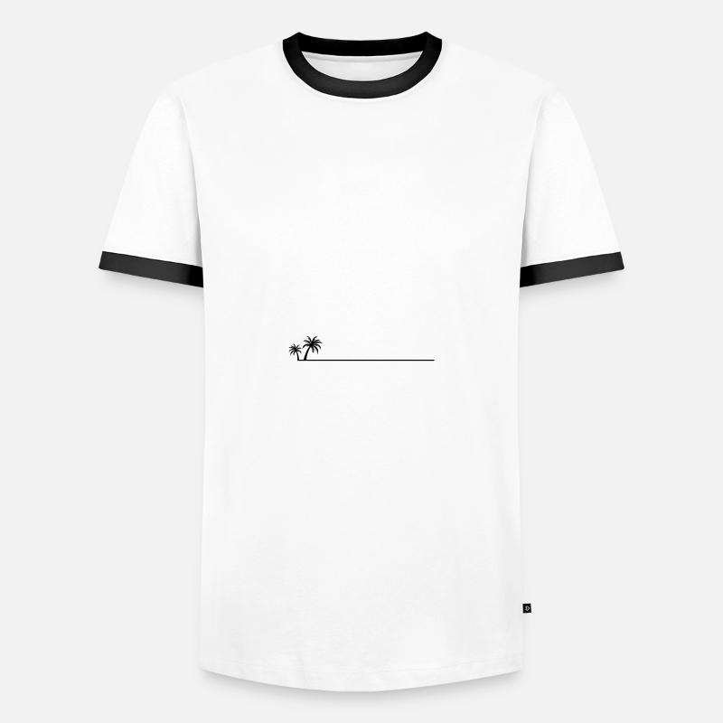 Palm tree line icon - Men's Ringer Shirt - white/black