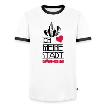 Stadt Liebe München Deutschland Spruch Geschenk - Männer Kontrast-T-Shirt - Weiß/Schwarz - Vorne - AI Model Female 172 light (172cm) & AI Model Male 178 dark (178cm)