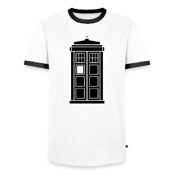 TARDIS - T-shirt contrasté Homme - blanc/noir - Devant - AI Model Female 172 light (172cm) & AI Model Male 178 dark (178cm)