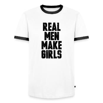 Réel Homme de filles papa papa fille cadeau - T-shirt contrasté Homme - blanc/noir - Devant - AI Model Female 172 light (172cm) & AI Model Male 178 dark (178cm)