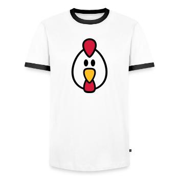 Poule - T-shirt contrasté Homme - blanc/noir - Devant - AI Model Female 172 light (172cm) & AI Model Male 178 dark (178cm)