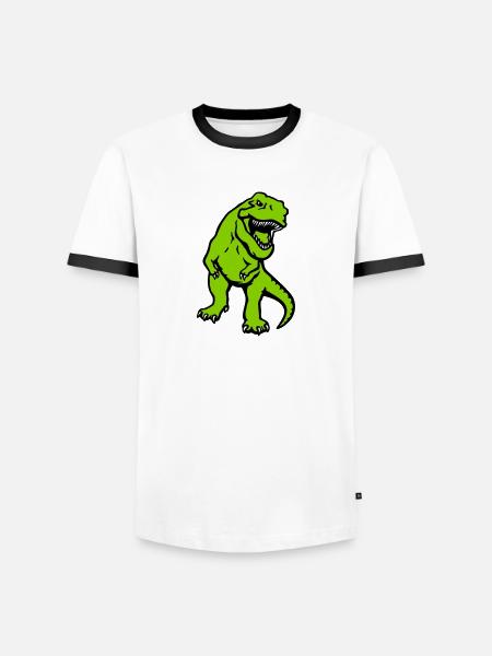 T-Rex - Männer Kontrast-T-Shirt - Weiß/Schwarz