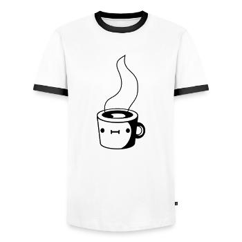 Cute coffee cup - Men's Ringer Shirt - white/black - Front - AI Model Female 172 light (172cm) & AI Model Male 178 dark (178cm)