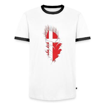 Dänemark - Männer Kontrast-T-Shirt - Weiß/Schwarz - Vorne - AI Model Female 172 light (172cm) & AI Model Male 178 dark (178cm)