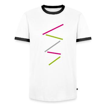Minimal Stripes - Pattern Jagged - Men's Ringer Shirt - white/black - Front - AI Model Female 172 light (172cm) & AI Model Male 178 dark (178cm)