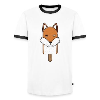 Fox Head Popsicle - Men's Ringer Shirt - white/black - Front - AI Model Female 172 light (172cm) & AI Model Male 178 dark (178cm)