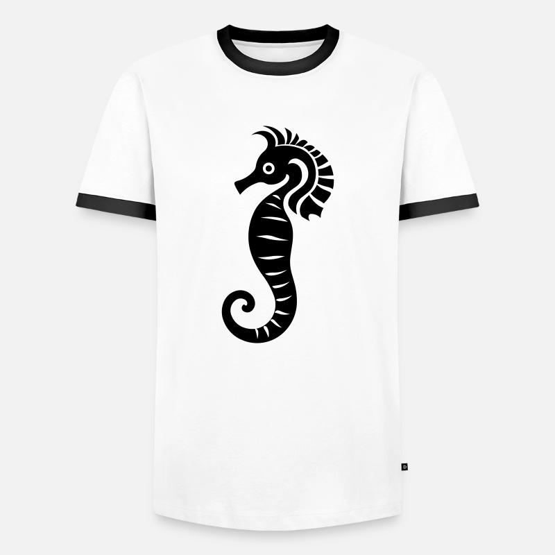 Seepferdchen - Männer Kontrast-T-Shirt - Weiß/Schwarz