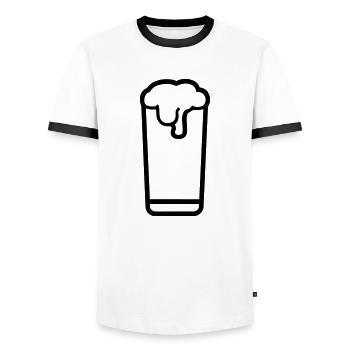 Bière - T-shirt contrasté Homme - blanc/noir - Devant - AI Model Female 172 light (172cm) & AI Model Male 178 dark (178cm)