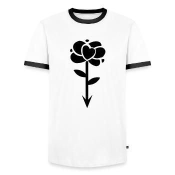 Heart Arrow - Men's Ringer Shirt - white/black - Front - AI Model Female 172 light (172cm) & AI Model Male 178 dark (178cm)