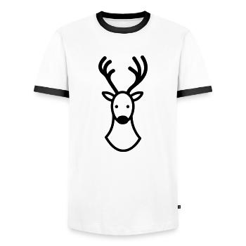 renne de noel - T-shirt contrasté Homme - blanc/noir - Devant - AI Model Female 172 light (172cm) & AI Model Male 178 dark (178cm)