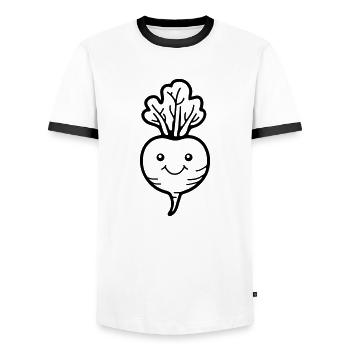Beet - Men's Ringer Shirt - white/black - Front - AI Model Female 172 light (172cm) & AI Model Male 178 dark (178cm)