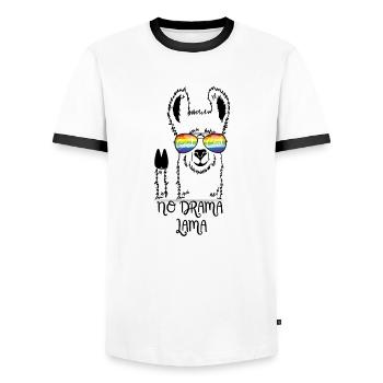 No Drama Lama - Men's Ringer Shirt - white/black - Front - AI Model Female 172 light (172cm) & AI Model Male 178 dark (178cm)