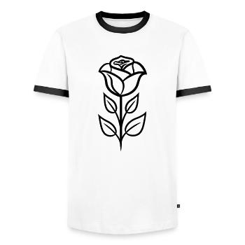 Rosa Blume - Männer Kontrast-T-Shirt - Weiß/Schwarz - Vorne - AI Model Female 172 light (172cm) & AI Model Male 178 dark (178cm)