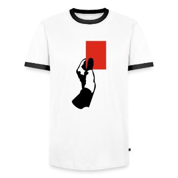 Rote Karte! - Men's Ringer Shirt - white/black - Front - AI Model Female 172 light (172cm) & AI Model Male 178 dark (178cm)