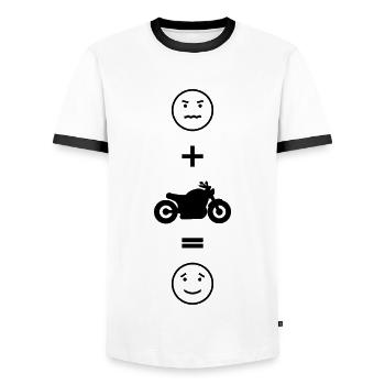 Chopper Biker Cruiser Glück Custumbike Motorrad - Männer Kontrast-T-Shirt - Weiß/Schwarz - Vorne - AI Model Female 172 light (172cm) & AI Model Male 178 dark (178cm)