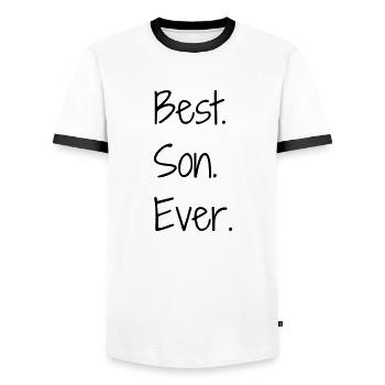Sohn / Tochter / Familie / Mädchen - Männer Kontrast-T-Shirt - Weiß/Schwarz - Vorne - AI Model Female 172 light (172cm) & AI Model Male 178 dark (178cm)
