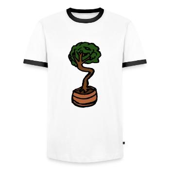 Small Tree Bonsai - Men's Ringer Shirt - white/black - Front - AI Model Female 172 light (172cm) & AI Model Male 178 dark (178cm)