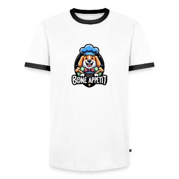Appétit osseux - T-shirt contrasté Homme - blanc/noir - Devant - AI Model Female 172 light (172cm) & AI Model Male 178 dark (178cm)
