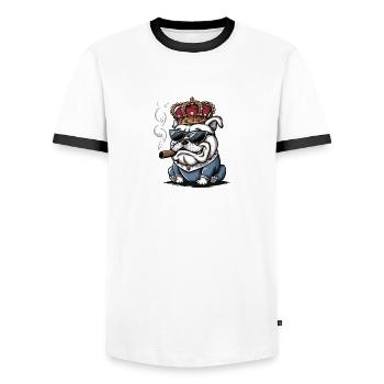 Chien cool - T-shirt contrasté Homme - blanc/noir - Devant - AI Model Female 172 light (172cm) & AI Model Male 178 dark (178cm)