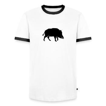 Wildschwein - Männer Kontrast-T-Shirt - Weiß/Schwarz - Vorne - AI Model Female 172 light (172cm) & AI Model Male 178 dark (178cm)