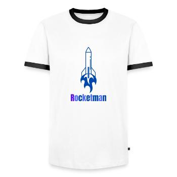 Rocketman - Men's Ringer Shirt - white/black - Front - AI Model Female 172 light (172cm) & AI Model Male 178 dark (178cm)