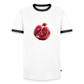 Pomegranate – Juicy elegance - Men's Ringer Shirt - white/black - Front - AI Model Female 172 light (172cm) & AI Model Male 178 dark (178cm)
